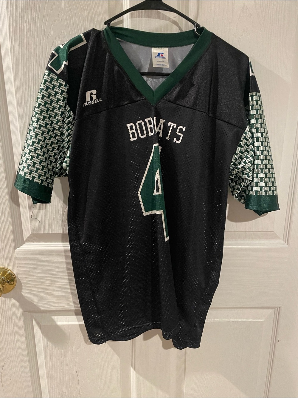Russell Athletic Bobcats #4 Black & Green Football Jersey